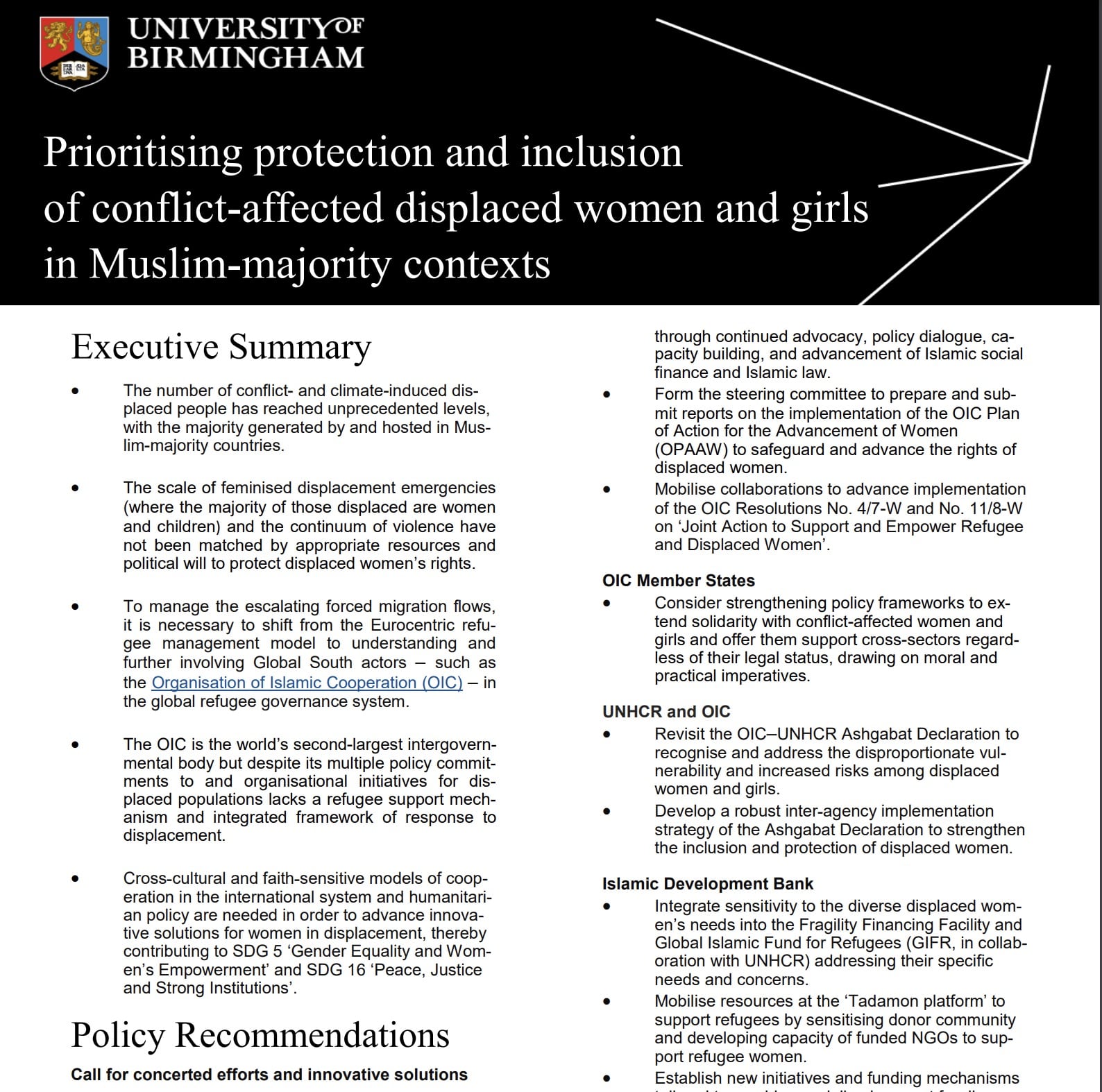 “Navigating protection of forcibly displaced women in the Muslim World: Analysis of the Organisation of Islamic Cooperation”.